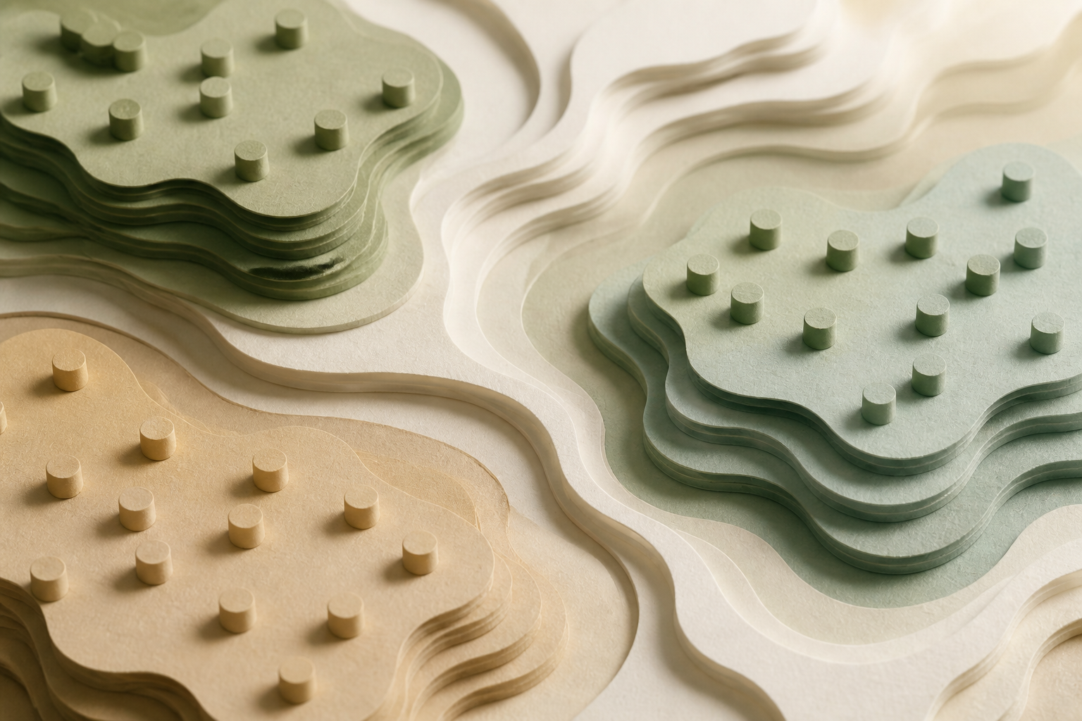 Abstract scientific illustration of randomized groups with different colors