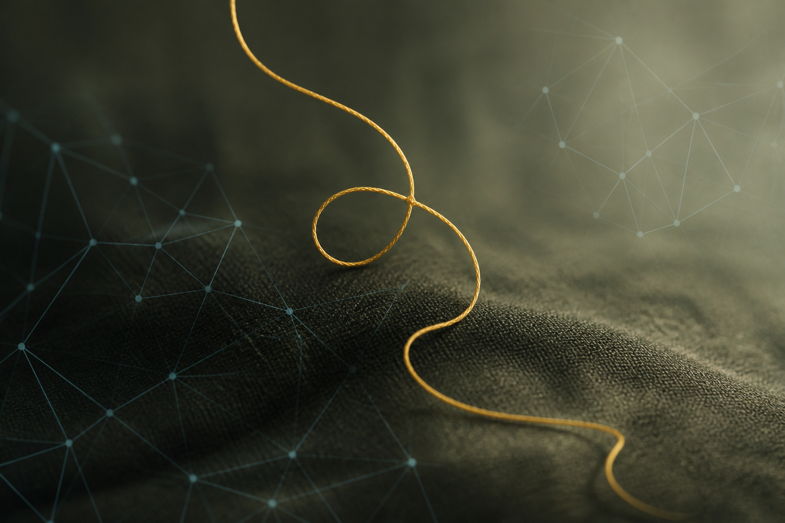 A minimalist, abstract representation of global connectivity and scientific investigation using blue geometric lines.