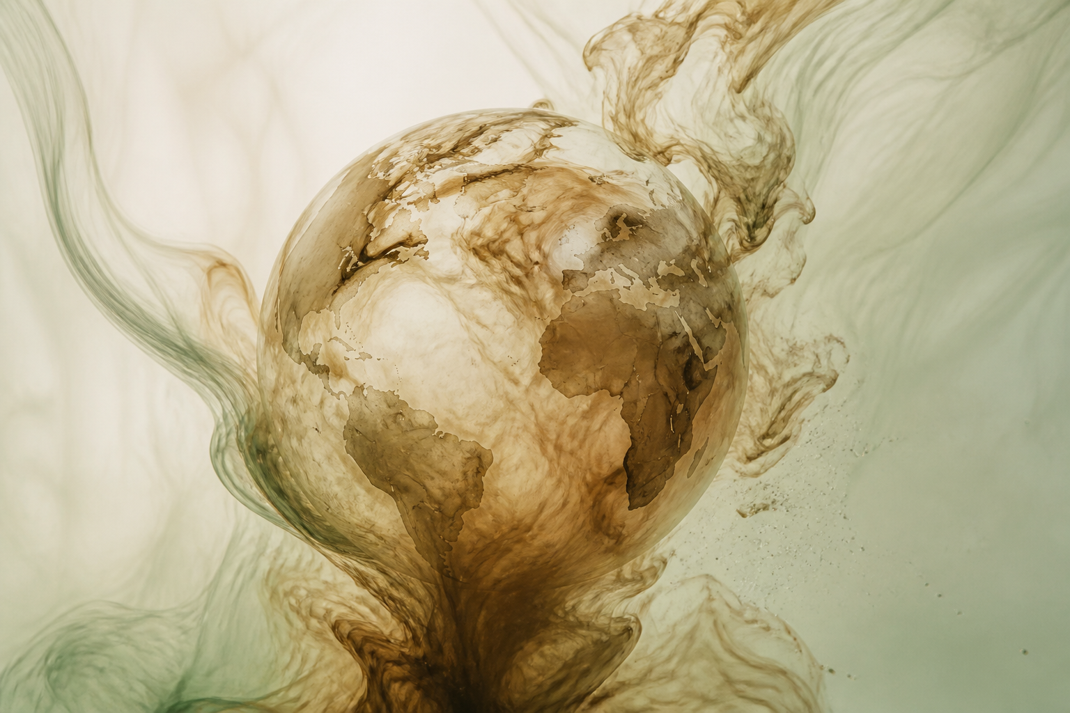 A conceptual scientific illustration of a globe with stylized biological cell structures representing international research.