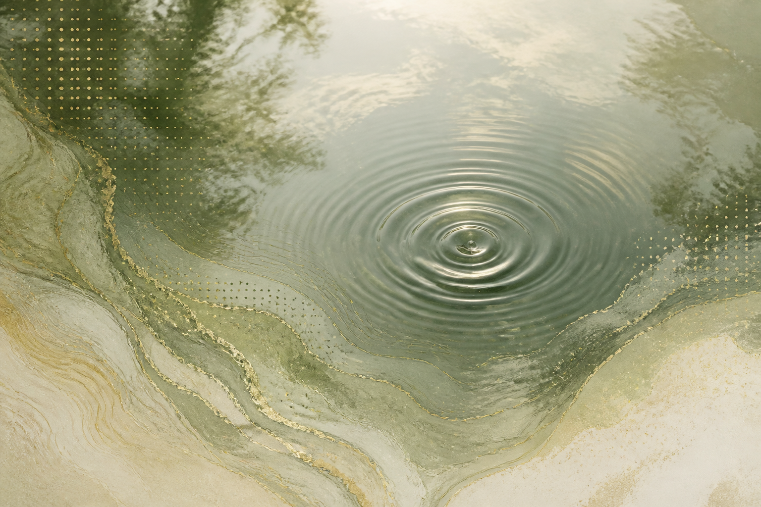 An abstract scientific visualization of cellular structures and data points representing medical information.