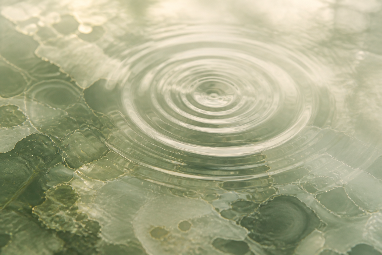 Abstract scientific visualization of cellular structures and data points.